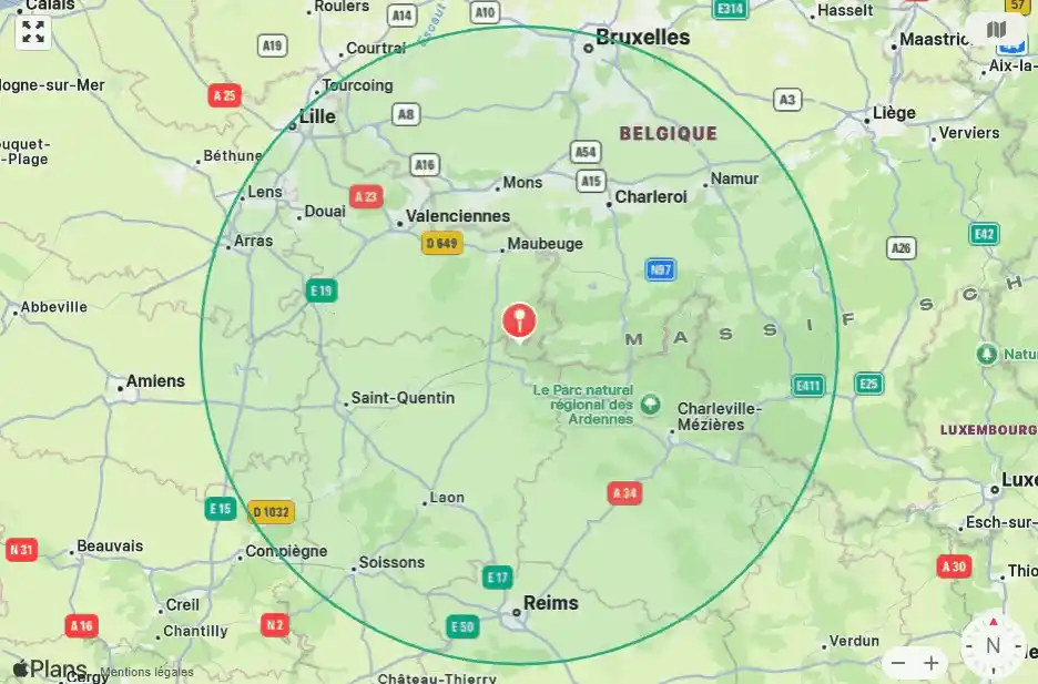 Carte zone d'intervention